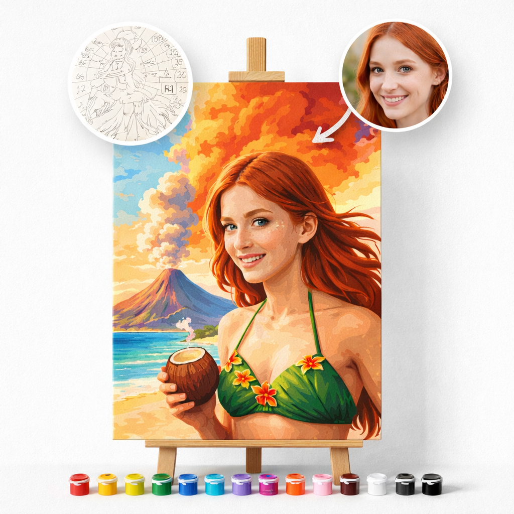 Pictură Personalizată pe Numere – Vulcanul de pe Insulă