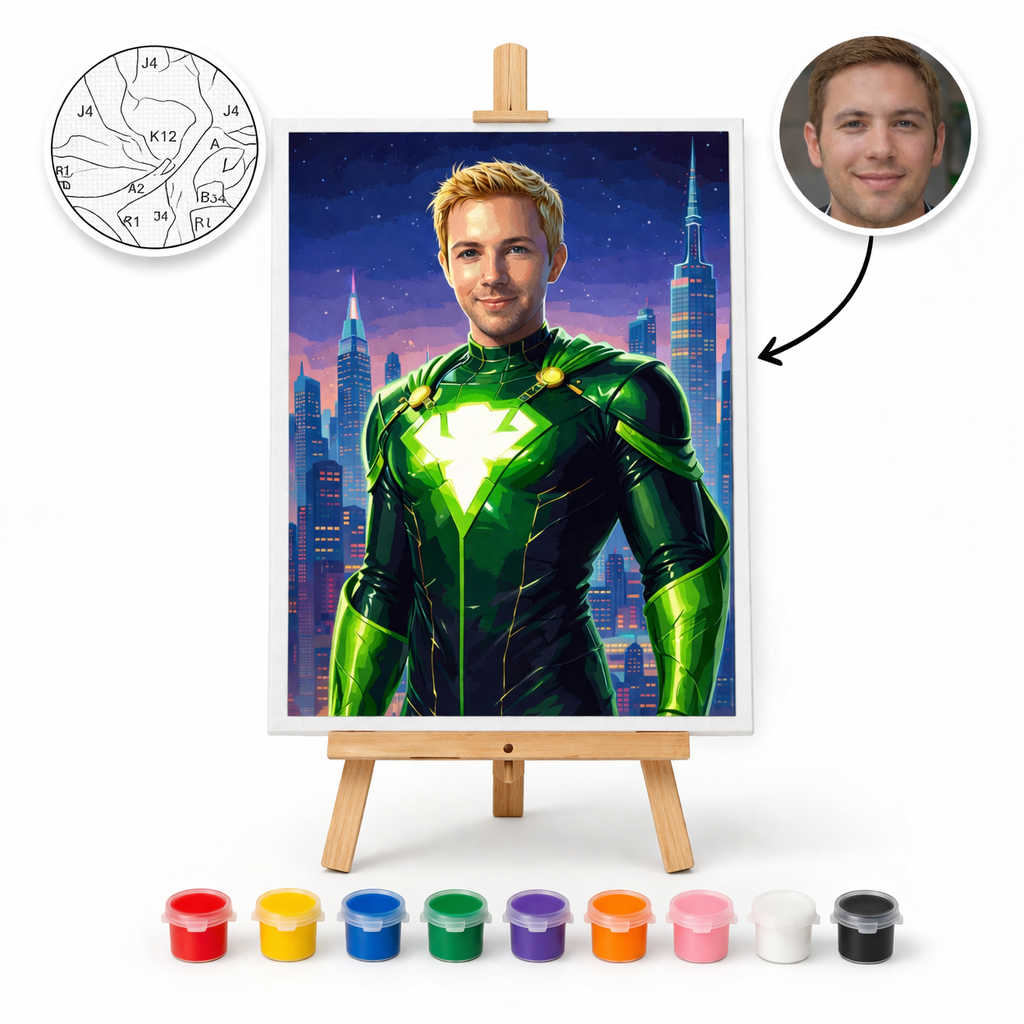 Pictură Personalizată pe Numere – Supereroul Verde