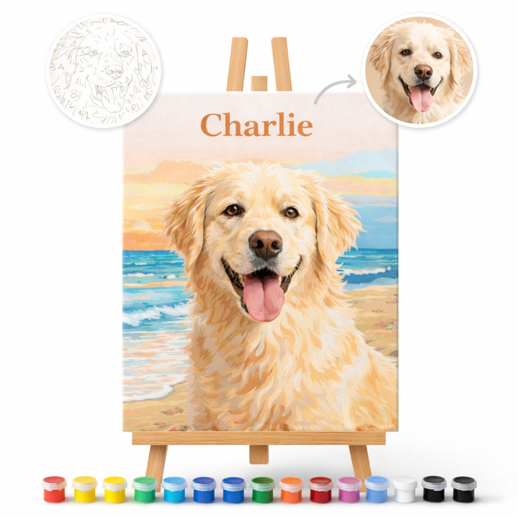 Pictură Personalizată pe Numere – Câine la mare