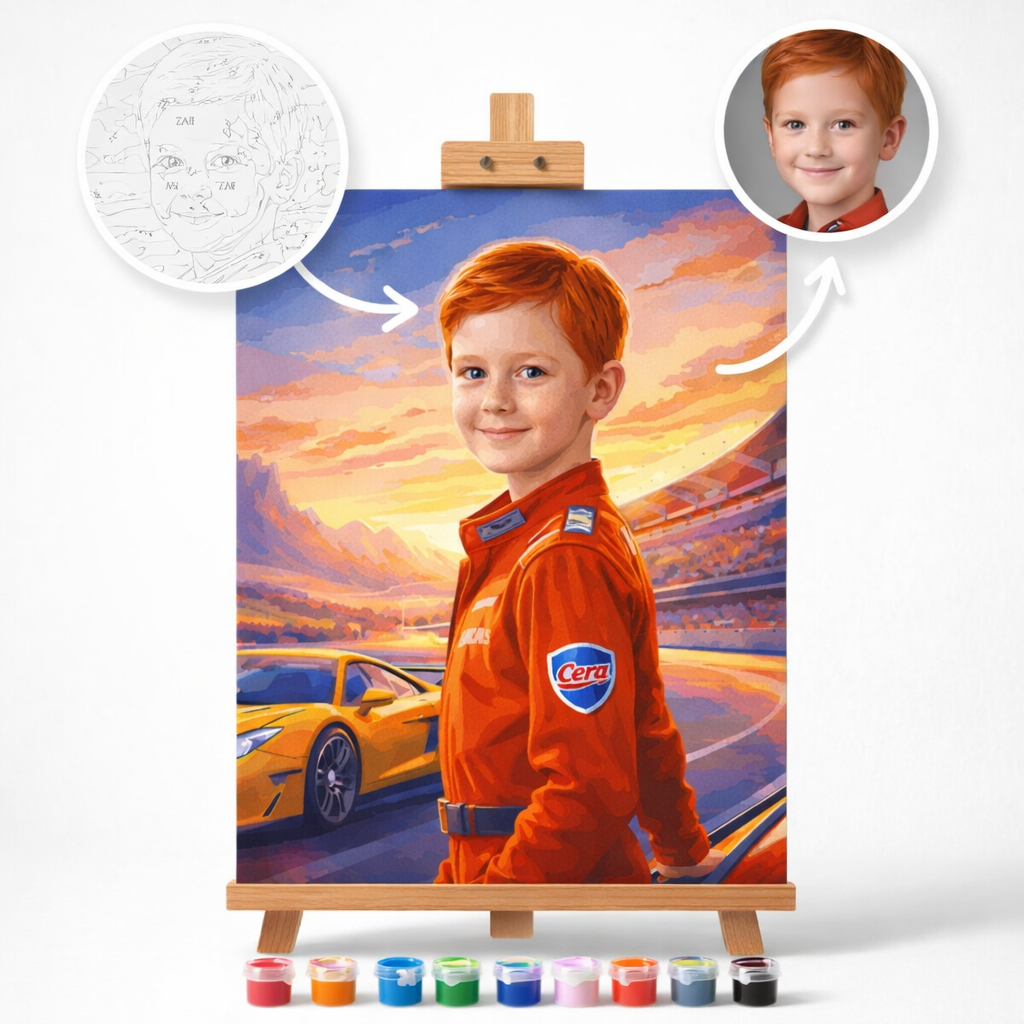 Pictură Personalizată pe Numere – Șoferul de Curse