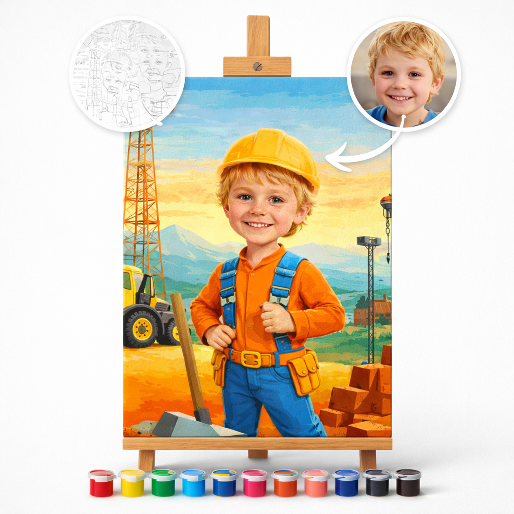 Pictură Personalizată pe Numere – Micul Constructor