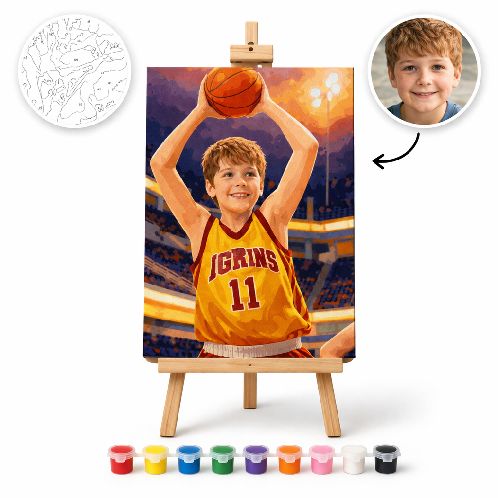 Pictură Personalizată pe Numere – Jucătorul de Baschet