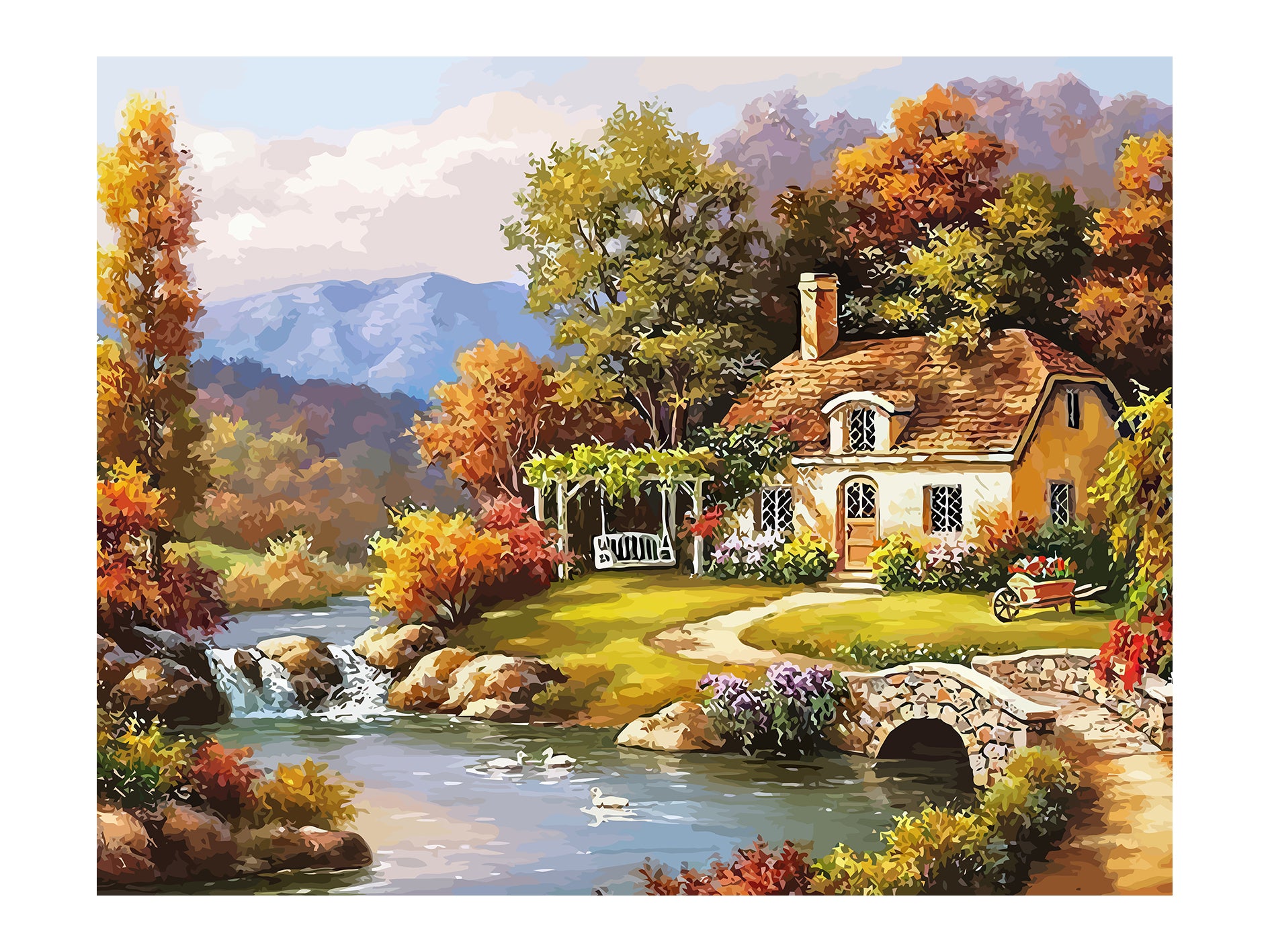 Set Pictură pe numere - Peisaj de Toamnă 60081