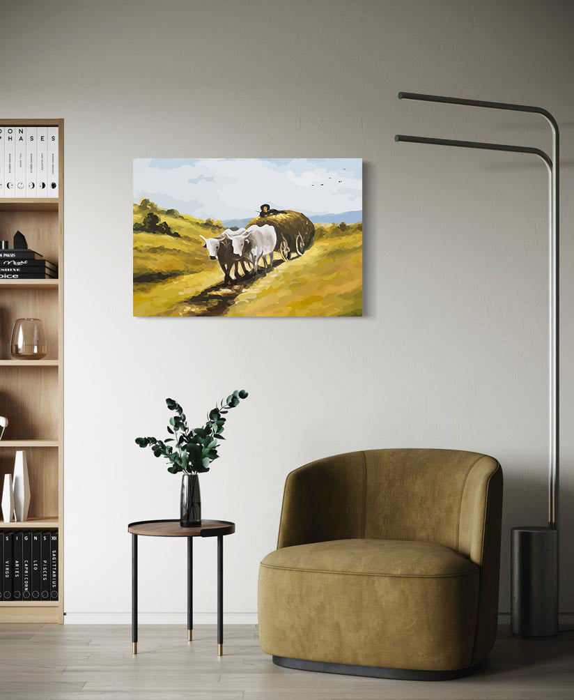 Set Pictură pe numere - Carul cu Boi