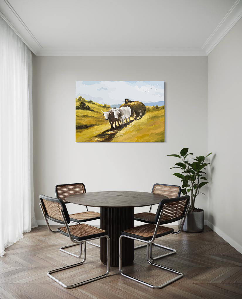 Set Pictură pe numere - Carul cu Boi