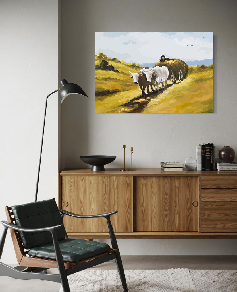 Set Pictură pe numere - Carul cu Boi