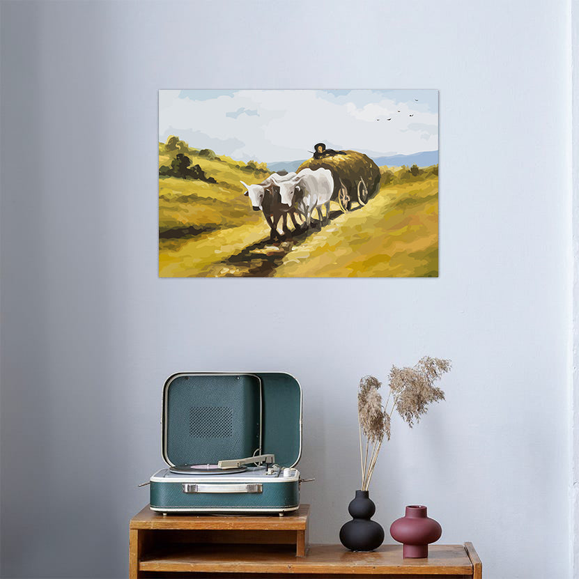 Set Pictură pe numere - Carul cu Boi