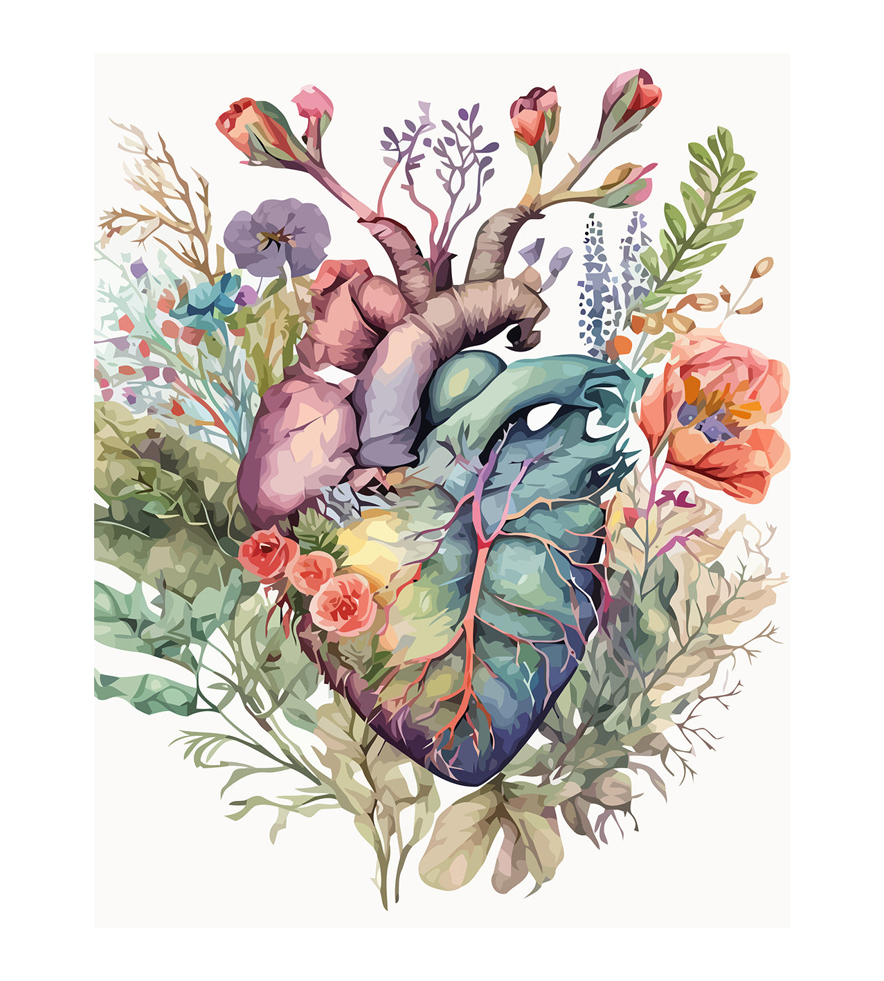 Set Pictură pe numere - Inimă din Flori 6026