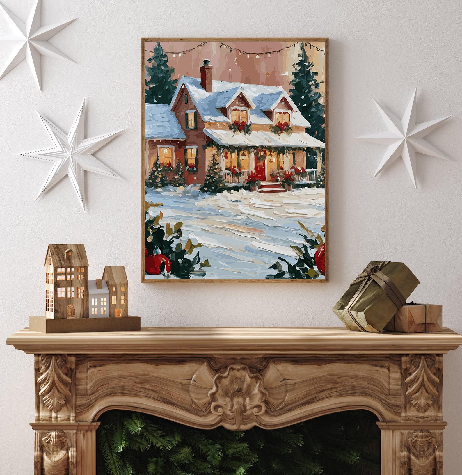 Set Pictură pe numere – Căsuță Iarna 6143