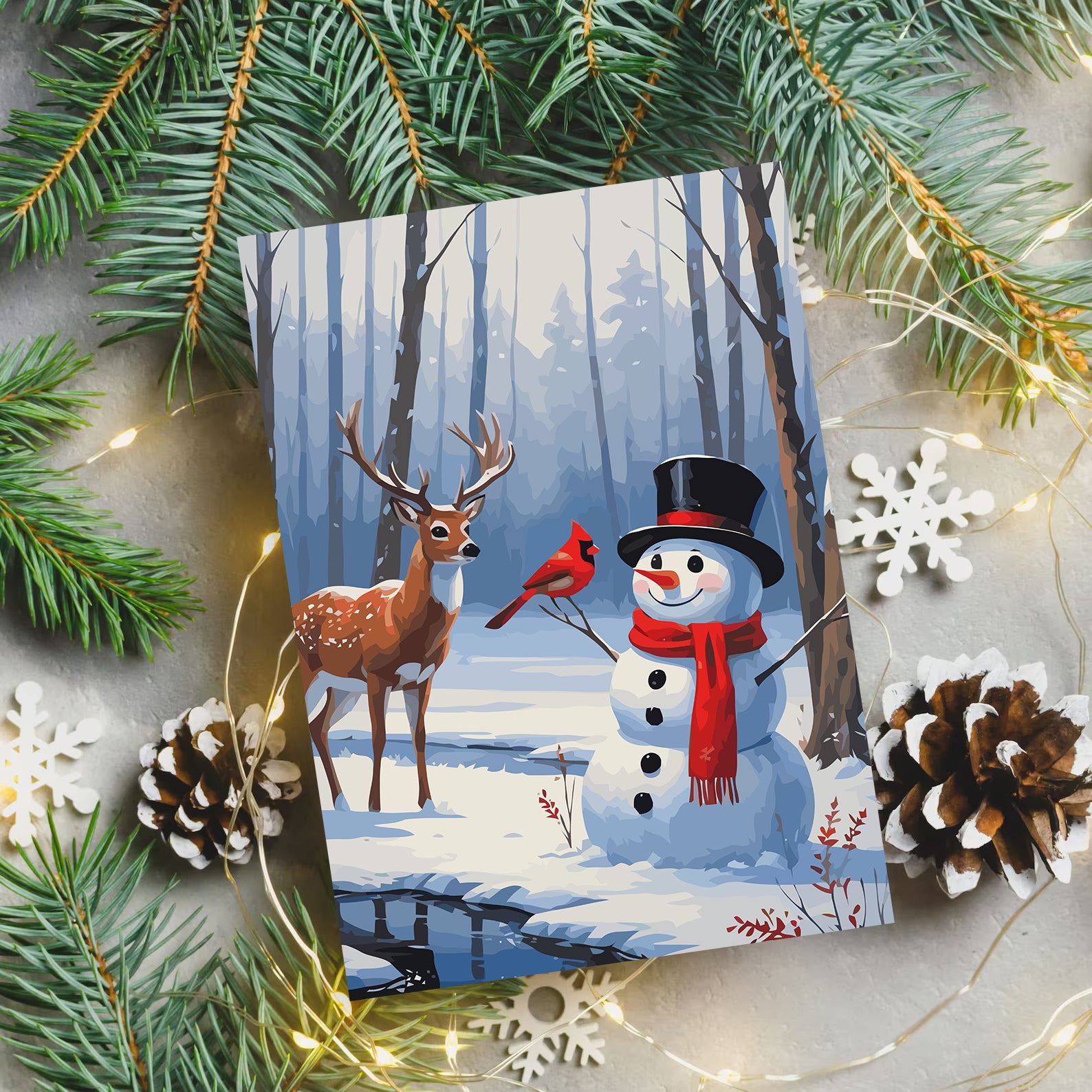 Set Pictură pe numere – Căprioară Și Om De Zăpadă 6152