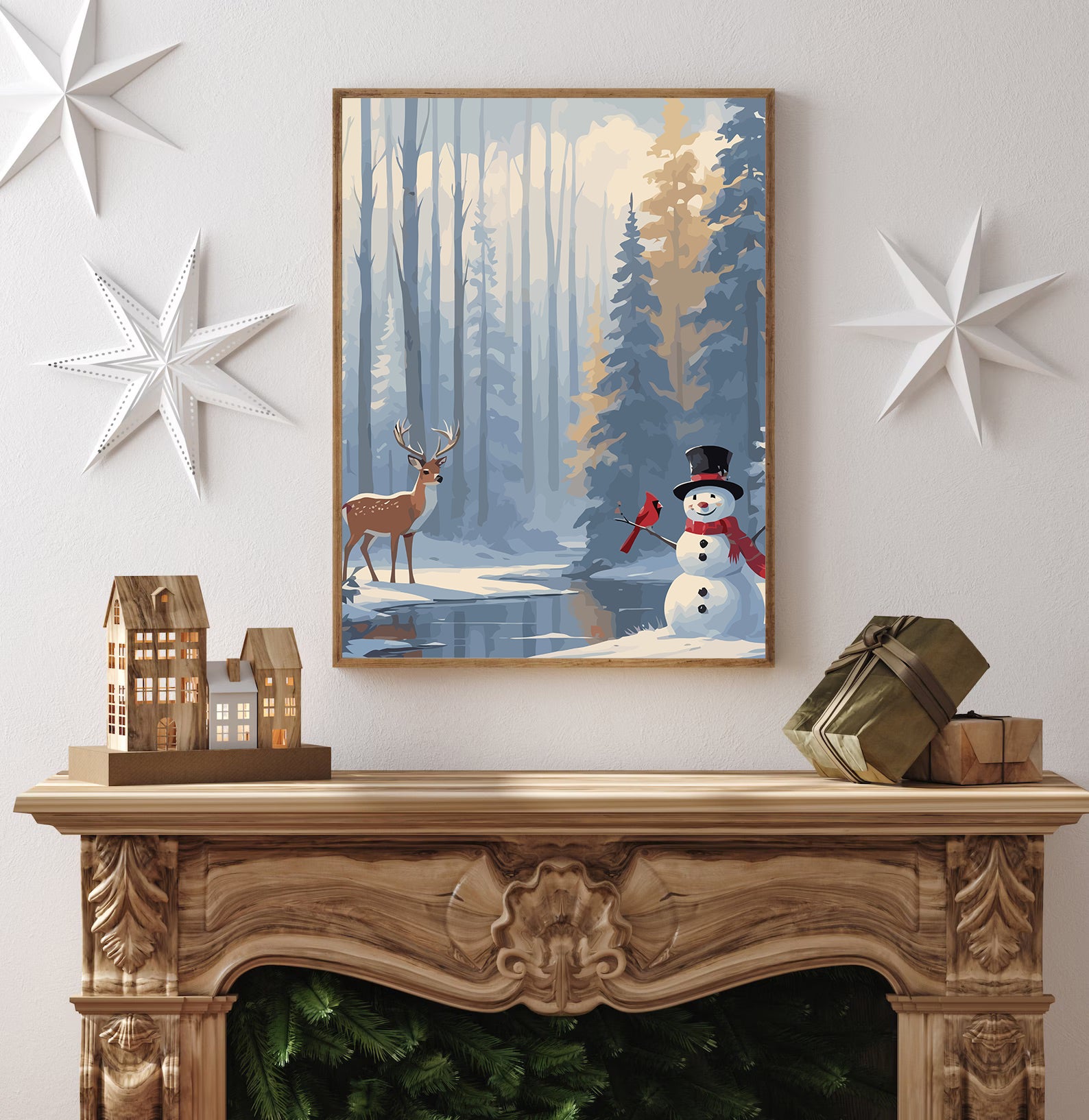 Set Pictură pe numere – Căprioară Și Om De Zăpadă 6154