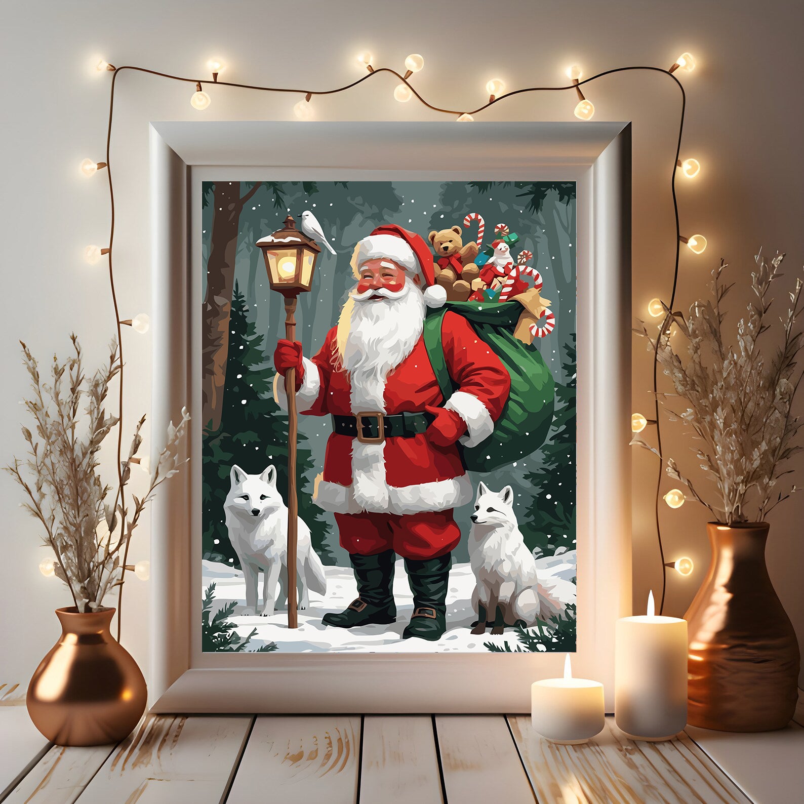 Set Pictură pe numere – Moș Crăciun Și Vulpițe 6187