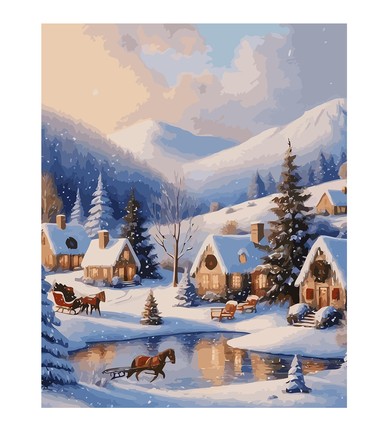 Set Pictură pe numere – Iarna În Orășel 6200