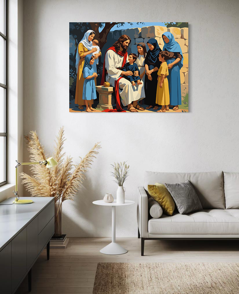 Set Pictură pe numere – Iisus Binecuvântând Copiii 6345