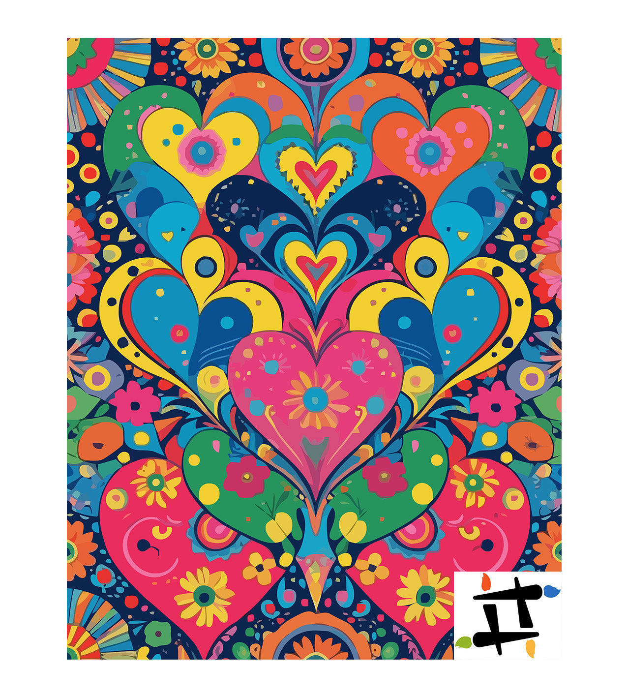 Set Pictură pe numere – Inimi Multicolore 6463