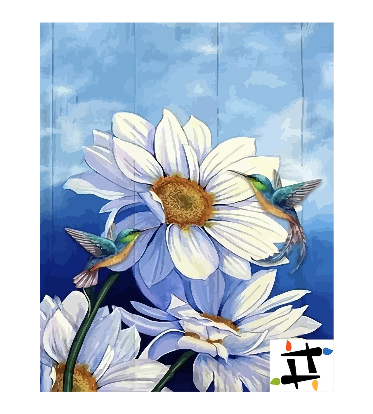 Pictura pe Numere Floricele si Pasarele 6477