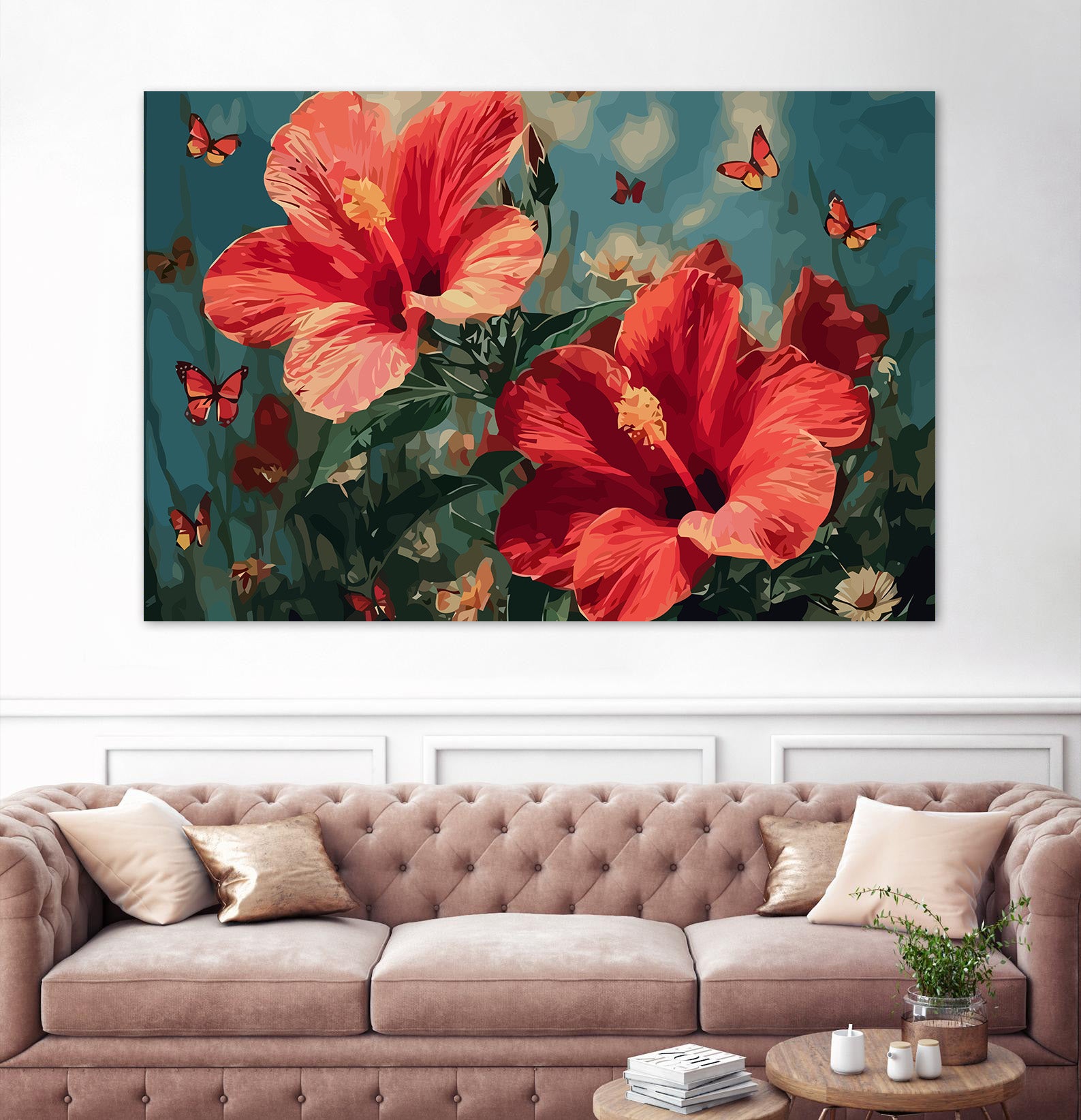 Pictura pe Numere Hibiscus Roz 6488