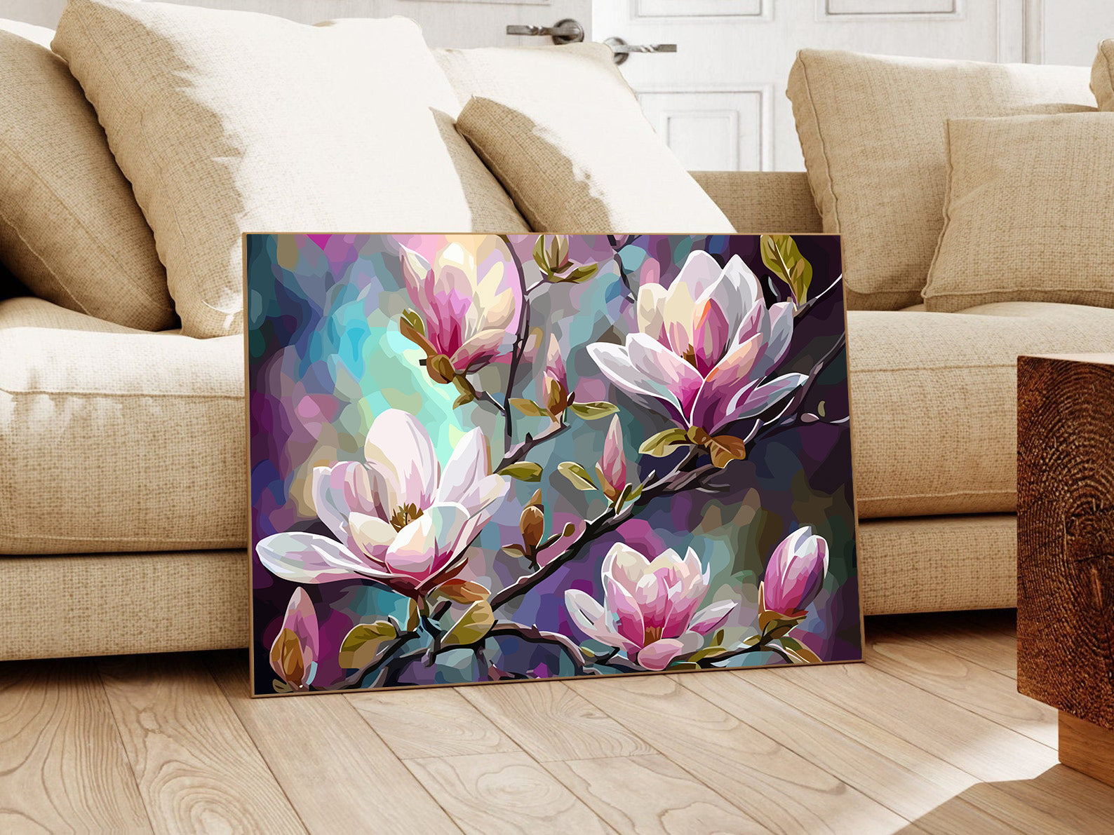 Pictura pe Numere Magnolie Roz 6490