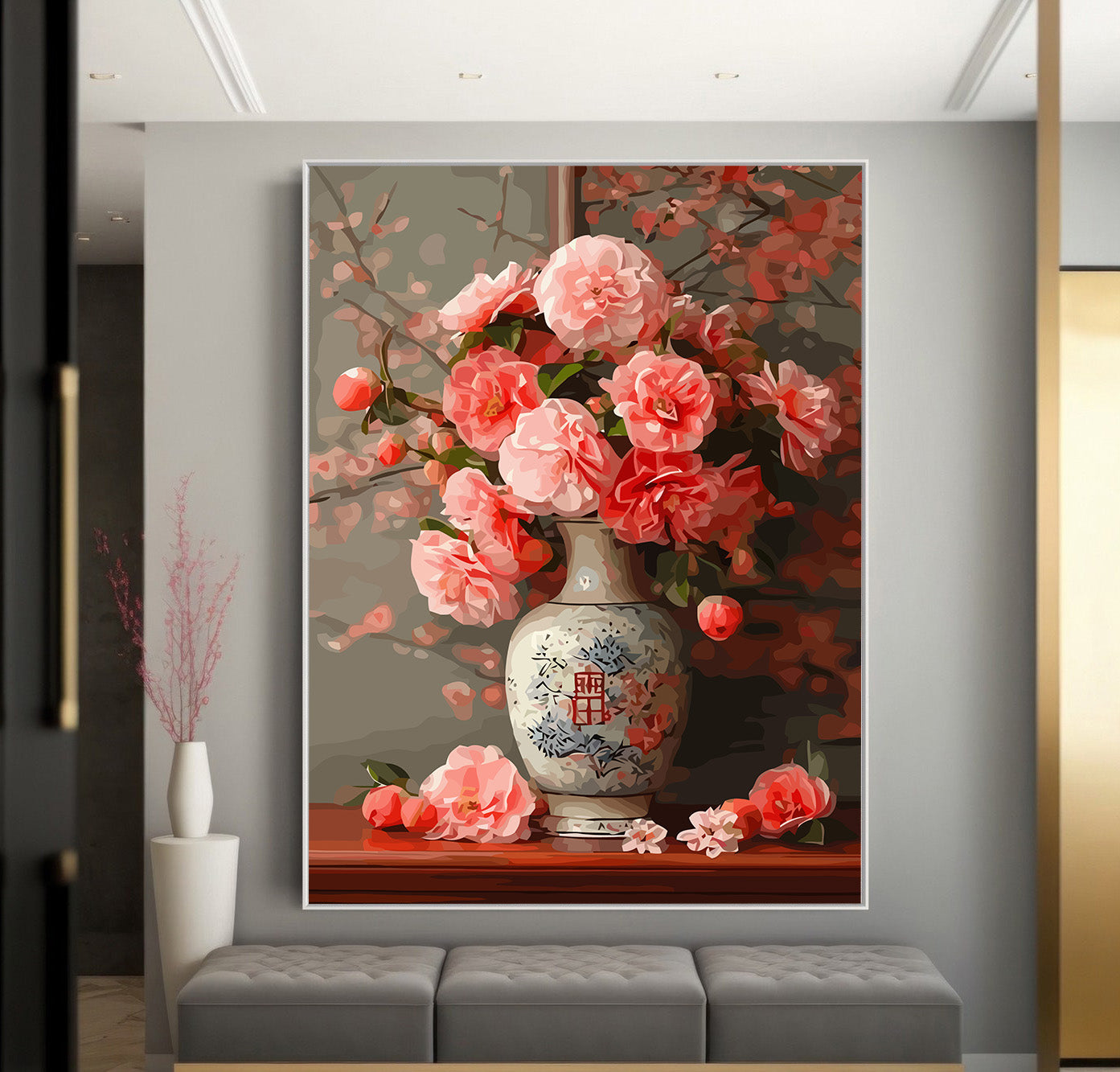 Pictura pe Numere Camelie Roz 6491
