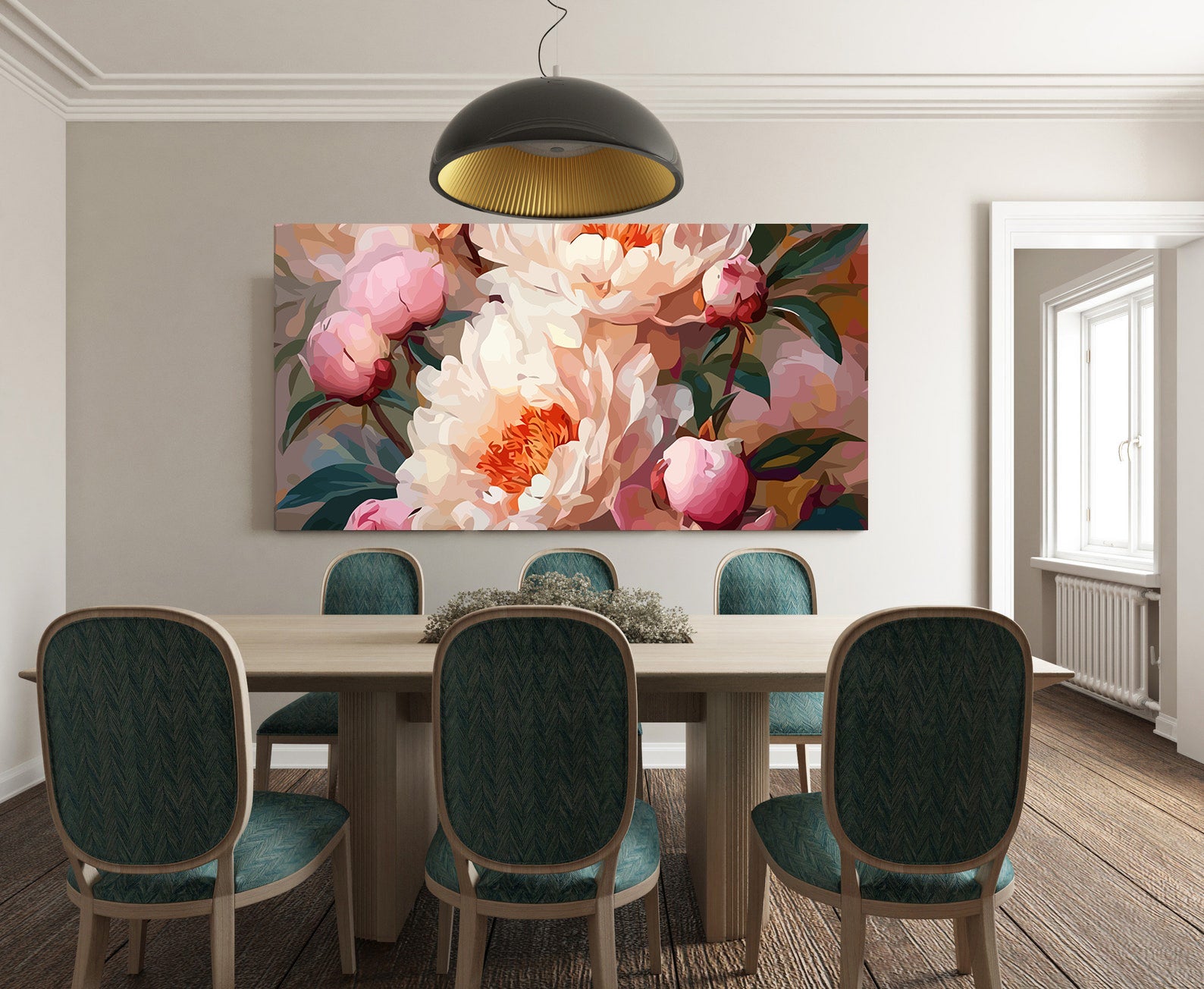 Pictura pe Numere Bujori Roz 6498