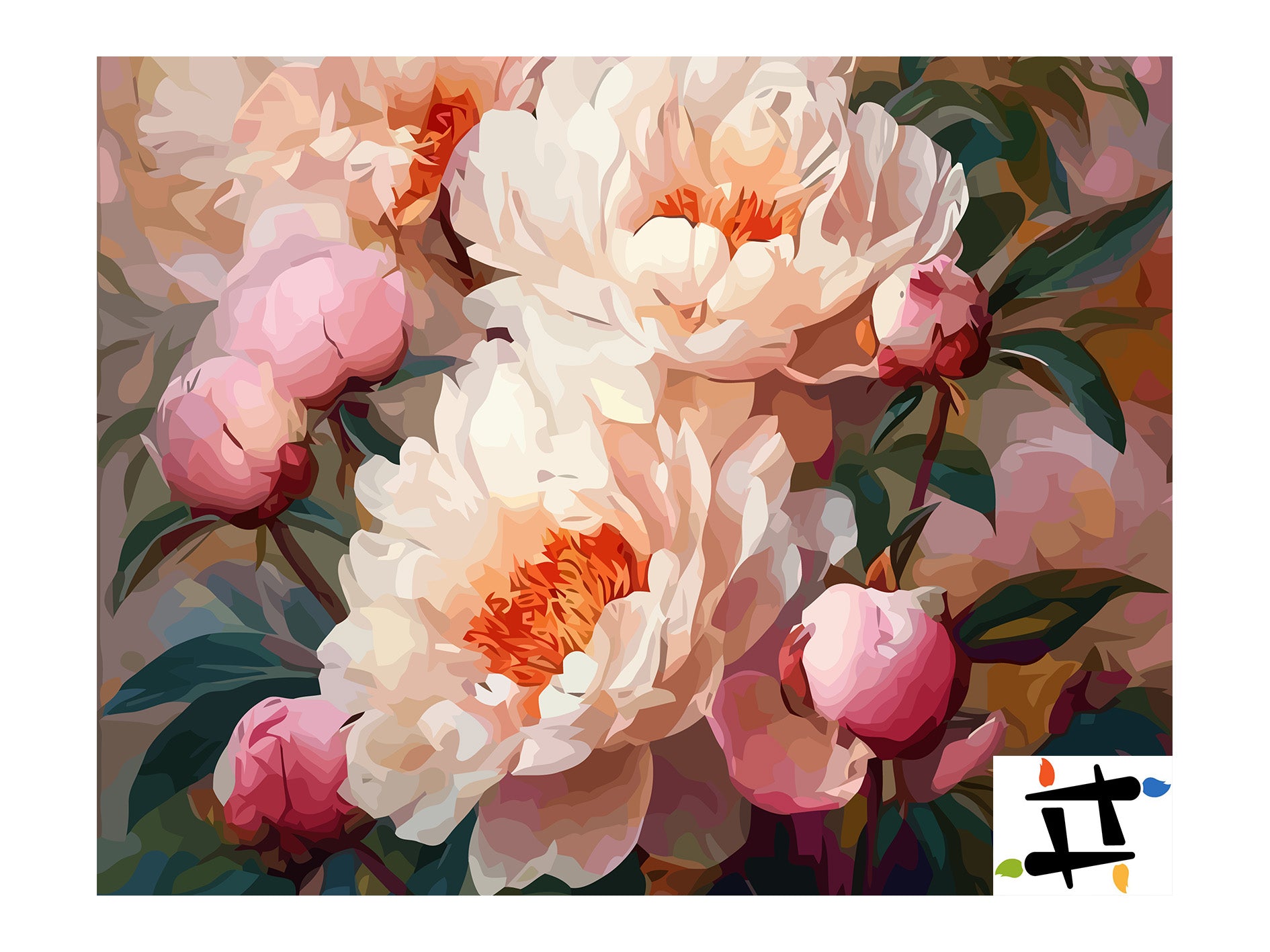 Pictura pe Numere Bujori Roz 6498