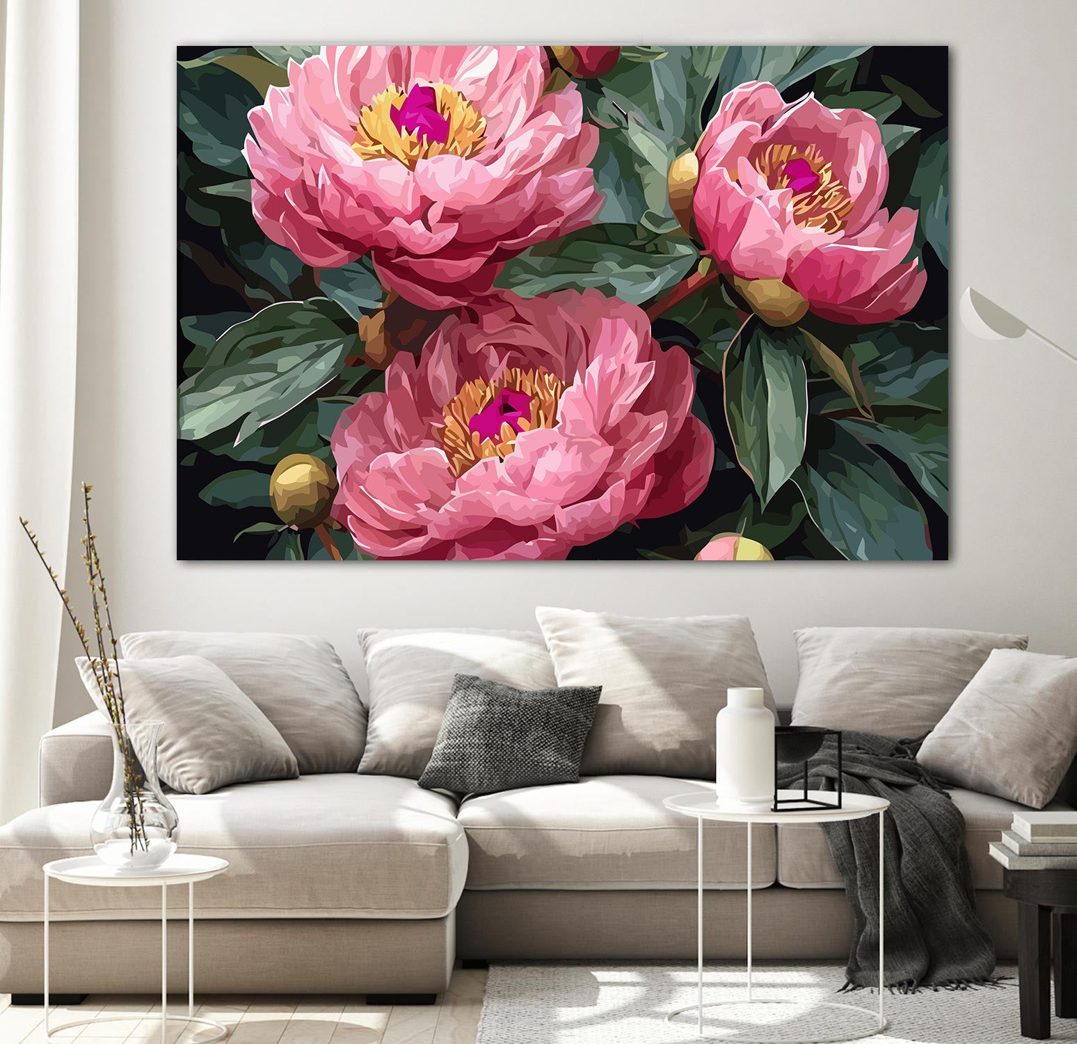 Pictura pe Numere Bujori Roz 6499