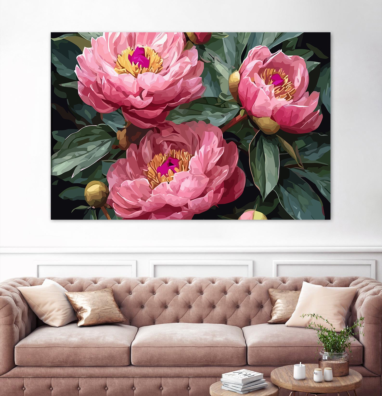 Pictura pe Numere Bujori Roz 6499