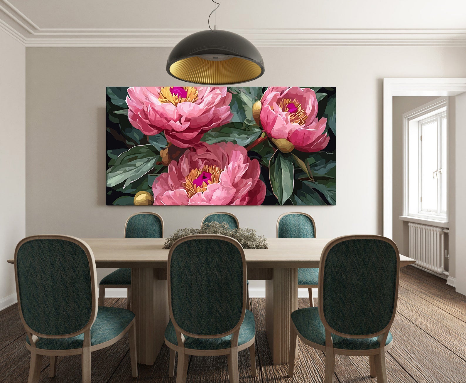 Pictura pe Numere Bujori Roz 6499