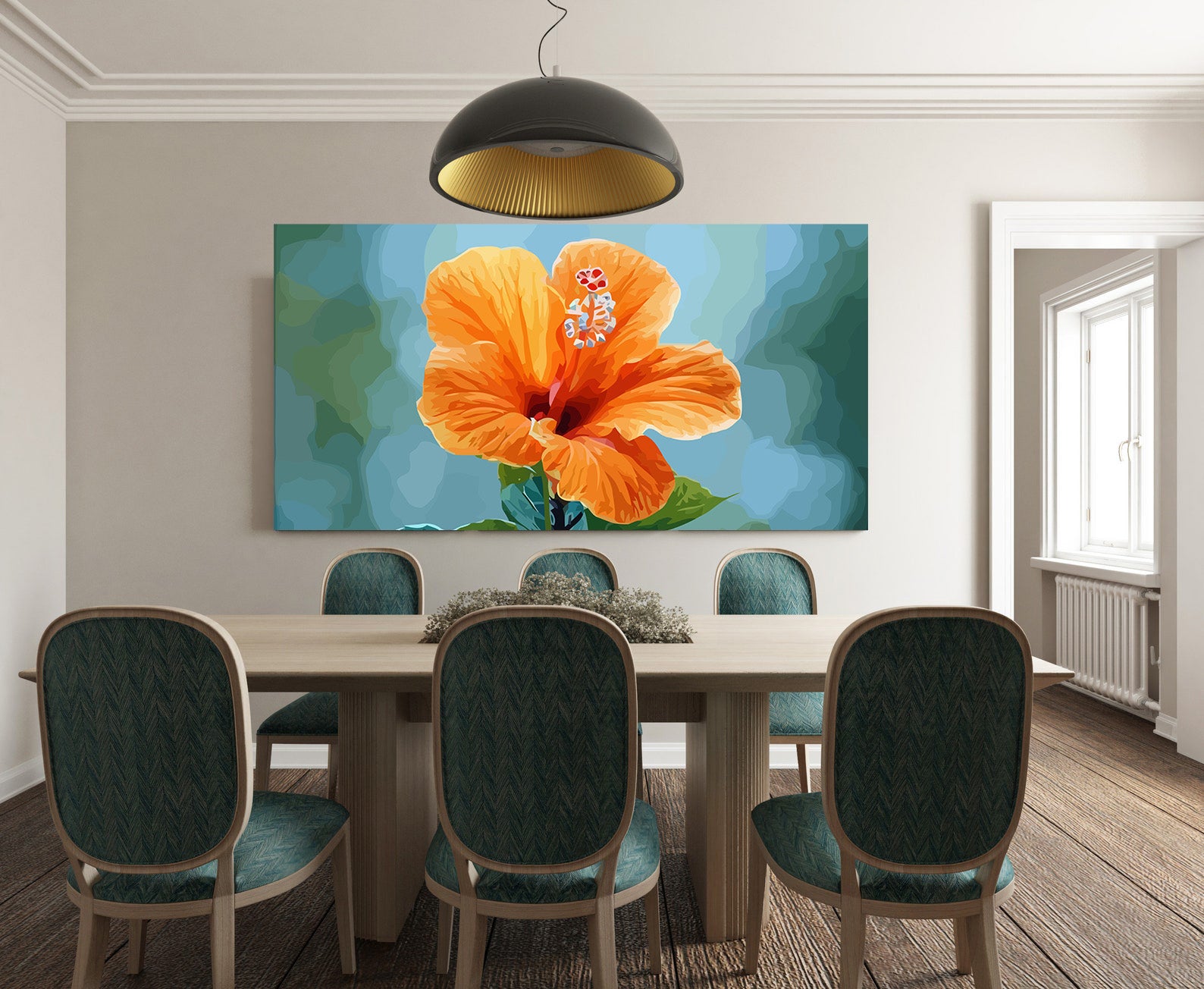 Pictura pe Numere Hibiscus Portocaliu 6501