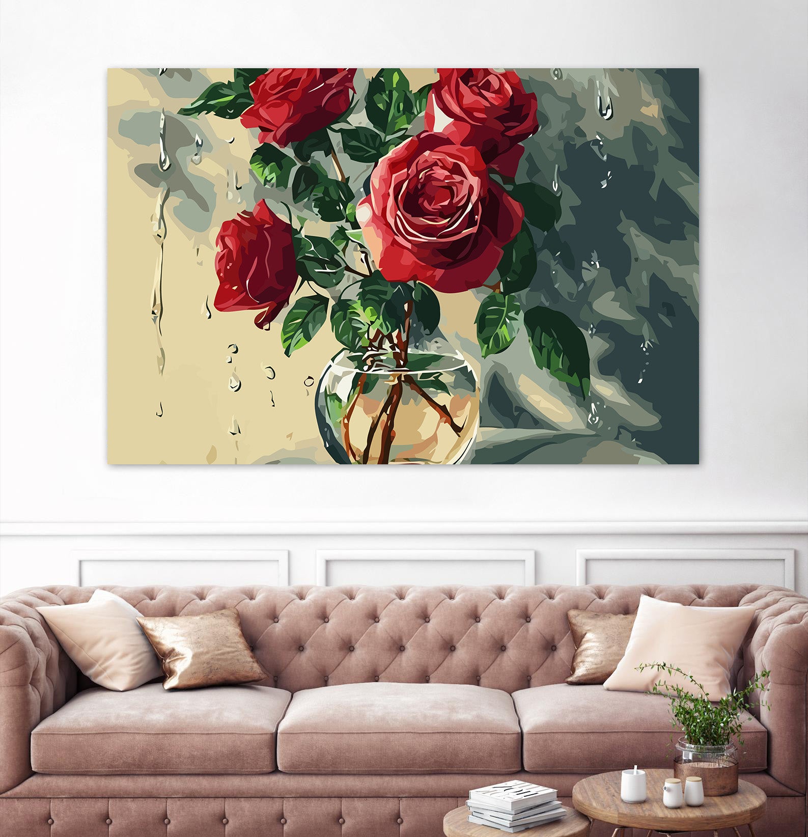 Pictura pe Numere Buchet de Trandafiri Rosii 6508