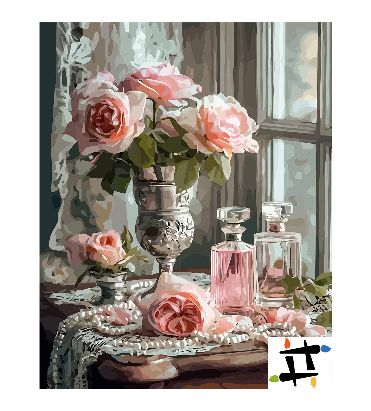 Pictura pe Numere Buchet de Trandafiri Roz 6509
