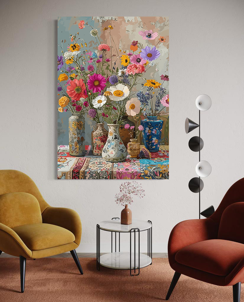 Pictura pe Numere Flori in Vaze 6512