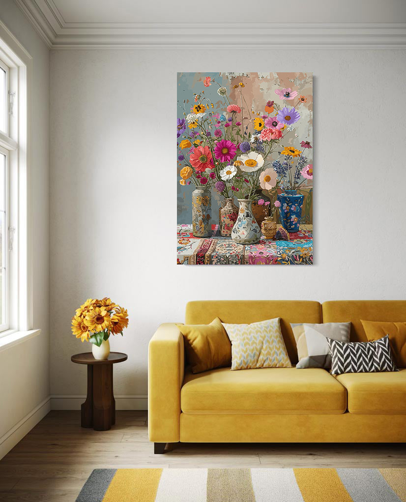 Pictura pe Numere Flori in Vaze 6512