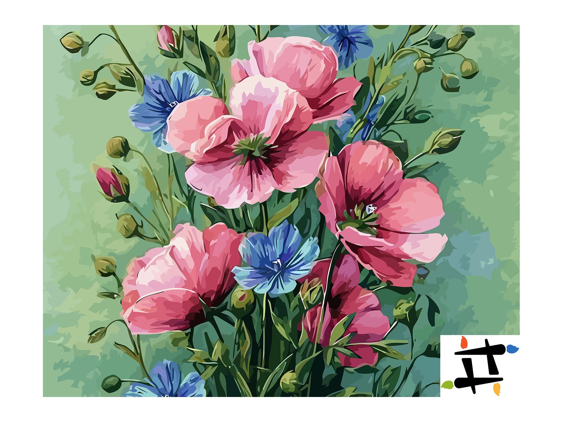 Pictura pe Numere Flori Vibrante 6513