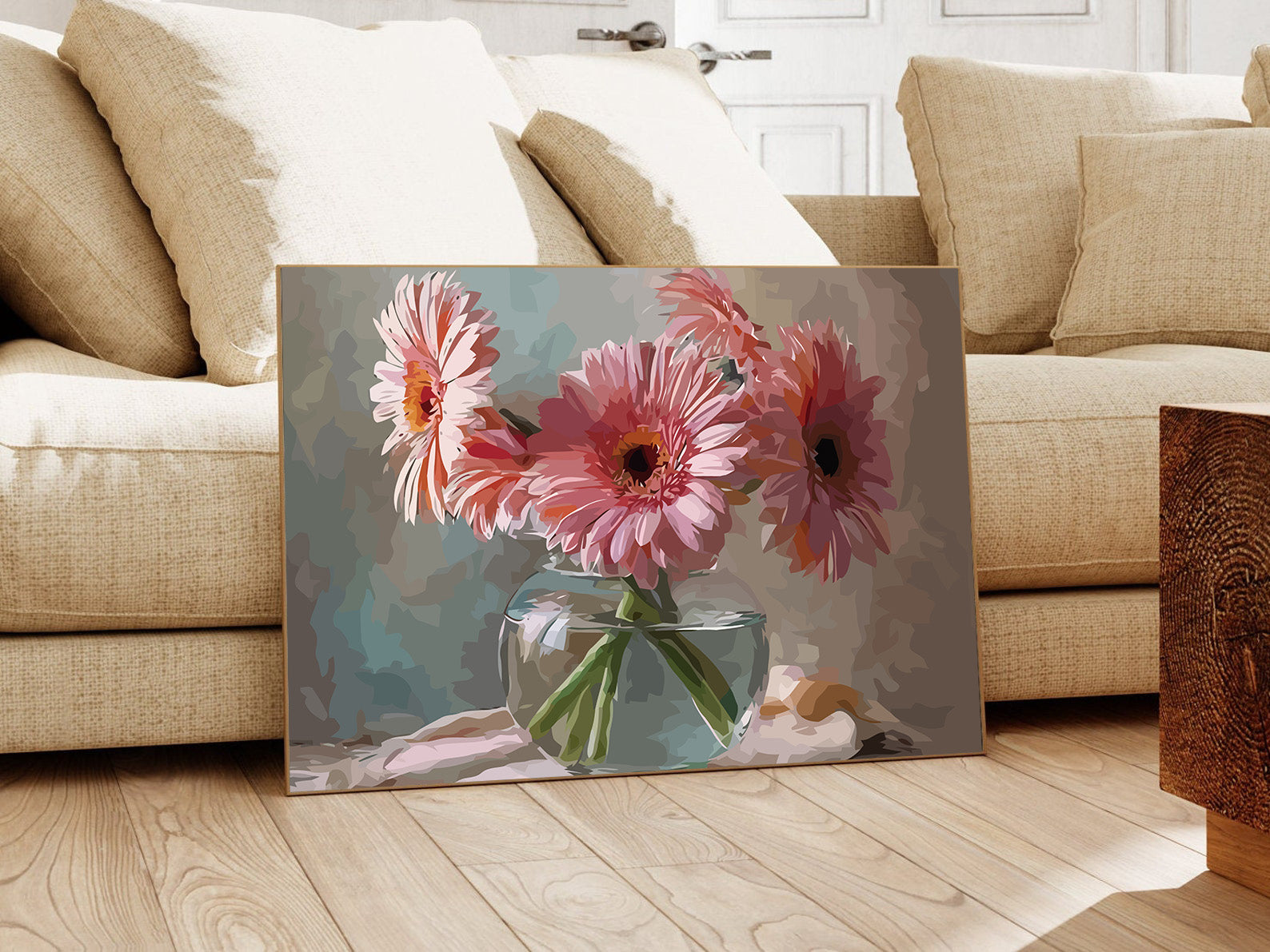 Pictura pe Numere Crizanteme Pastelate 6515