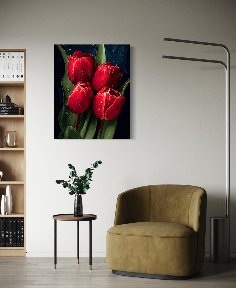 Pictura pe Numere Lalele Rosii 6517