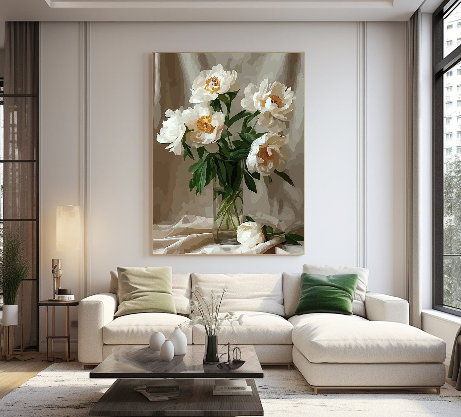 Pictura pe Numere – Flori albe in vaza 6533