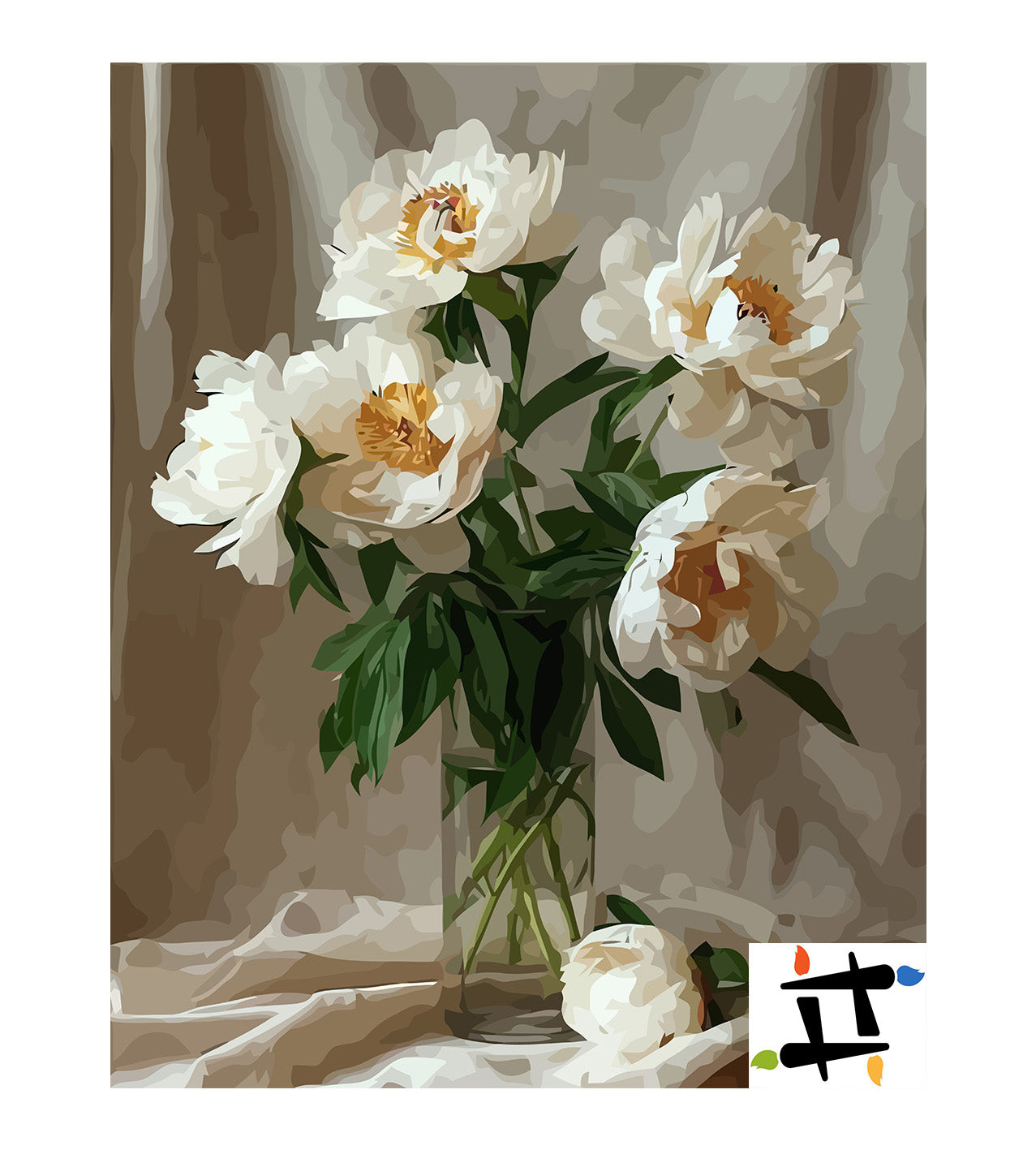 Pictura pe Numere – Flori albe in vaza 6533