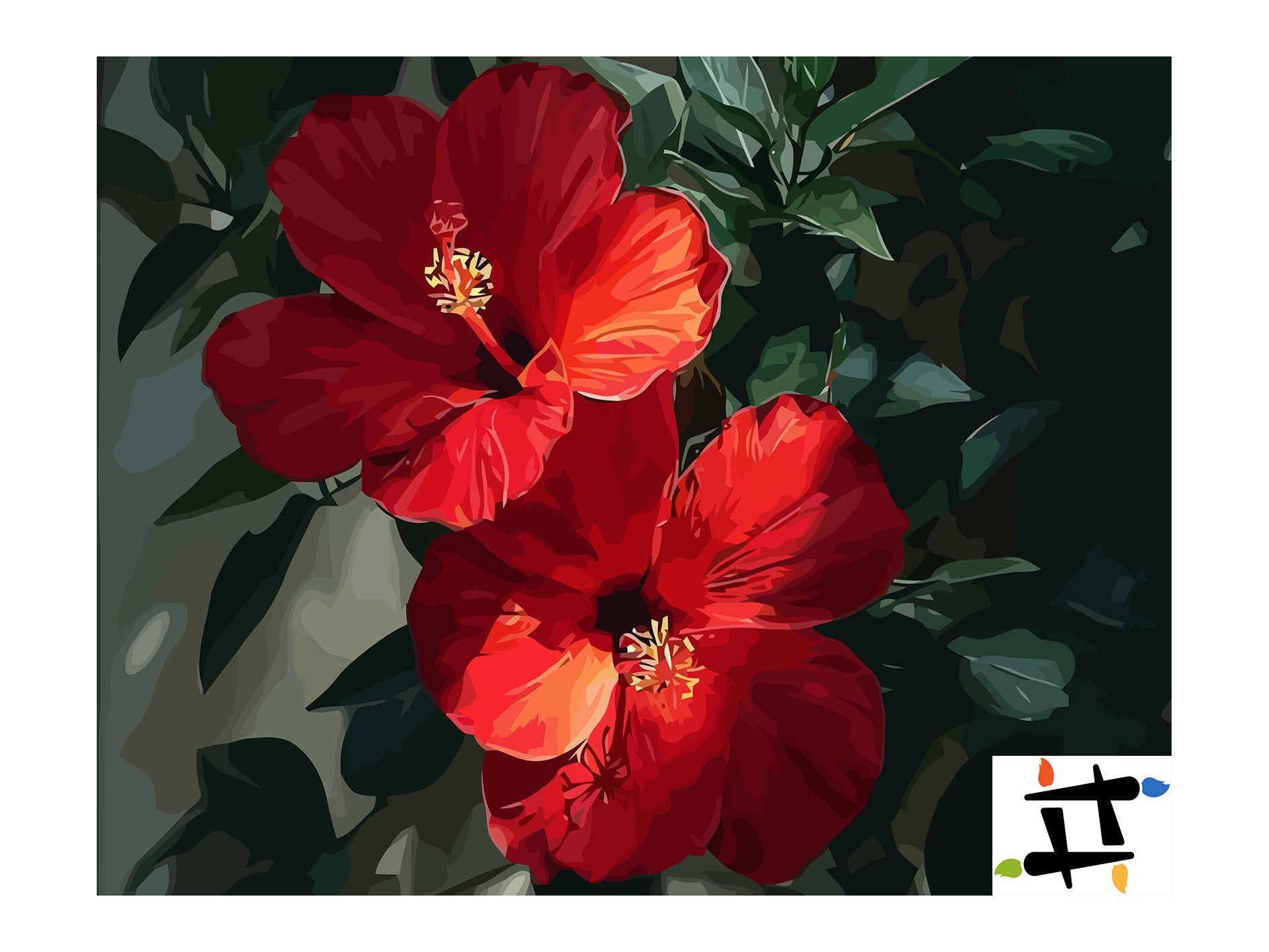 Pictura pe Numere – Rosu de Hibiscus 6562