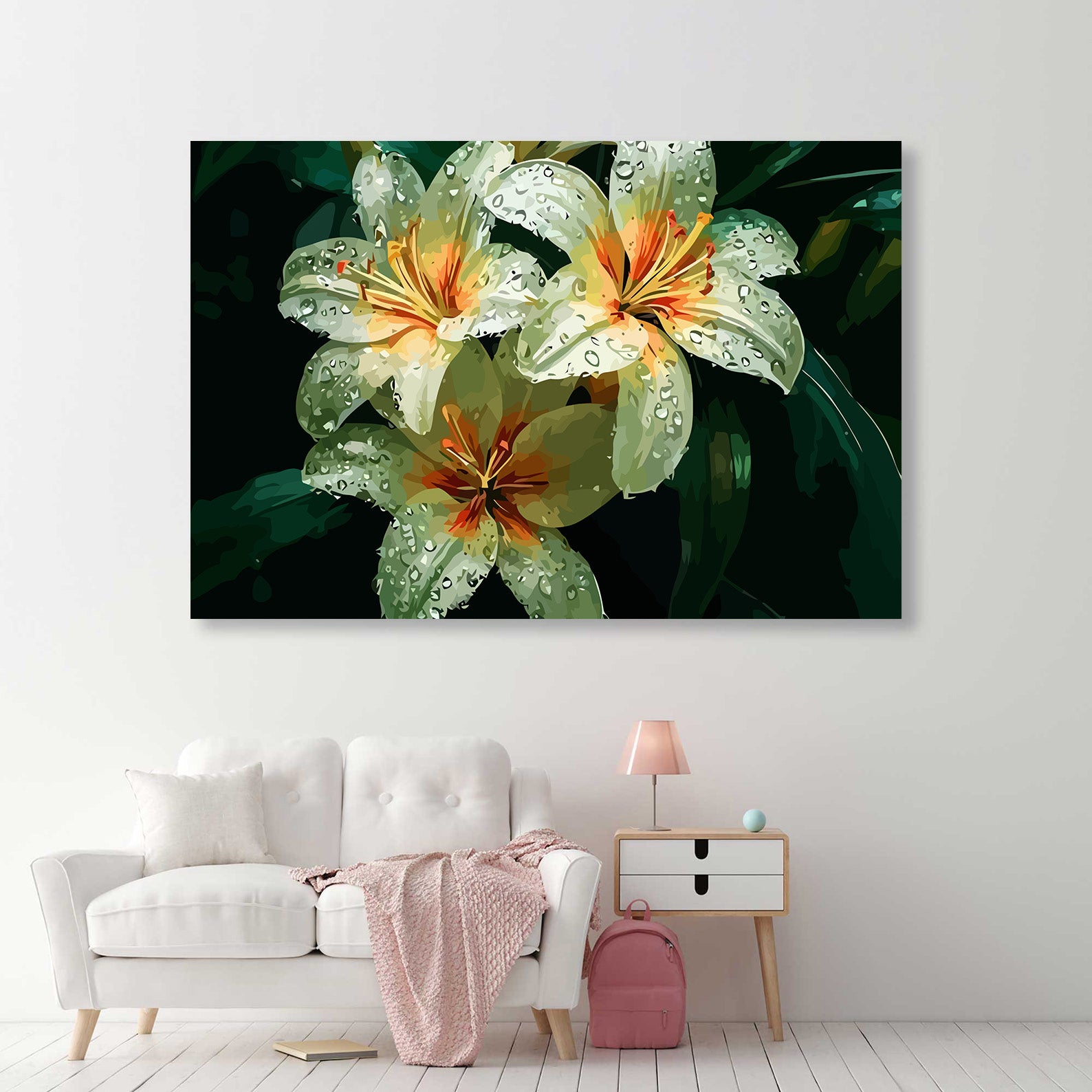 Pictura pe Numere – Lacrimile Cerului pe Petale 6569