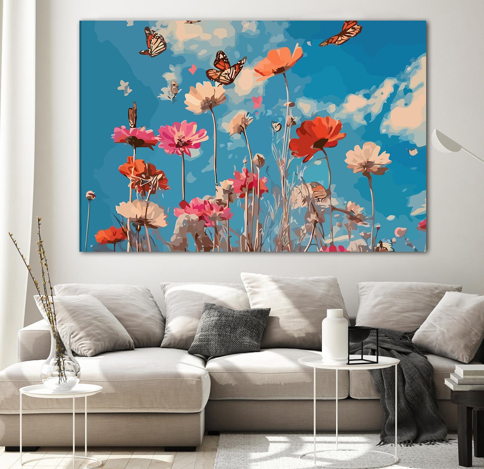 Pictura pe Numere – Dansul fluturilor in azur 6625