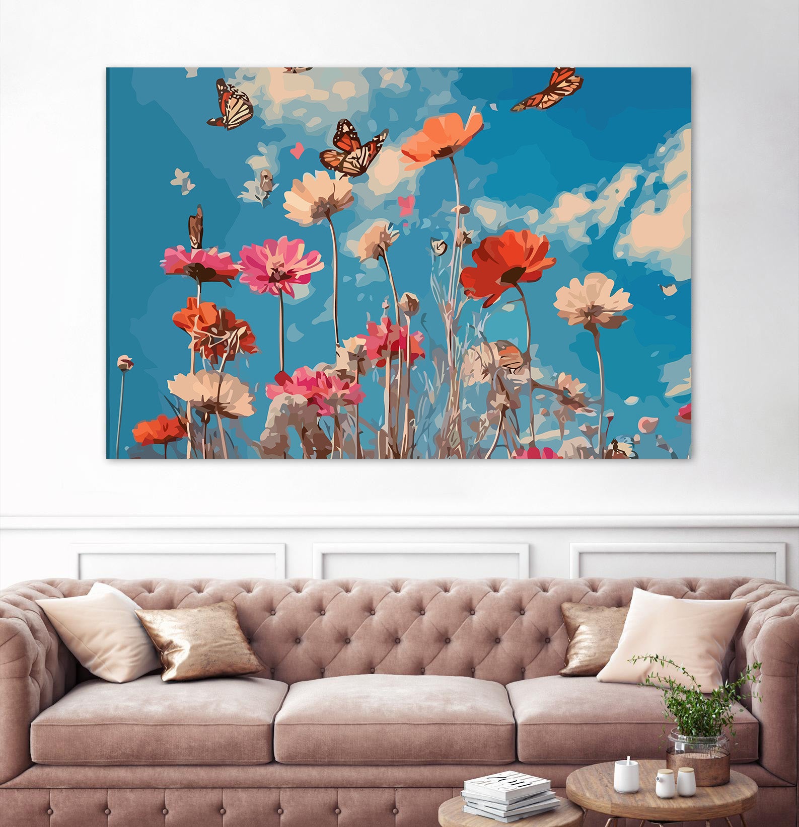 Pictura pe Numere – Dansul fluturilor in azur 6625