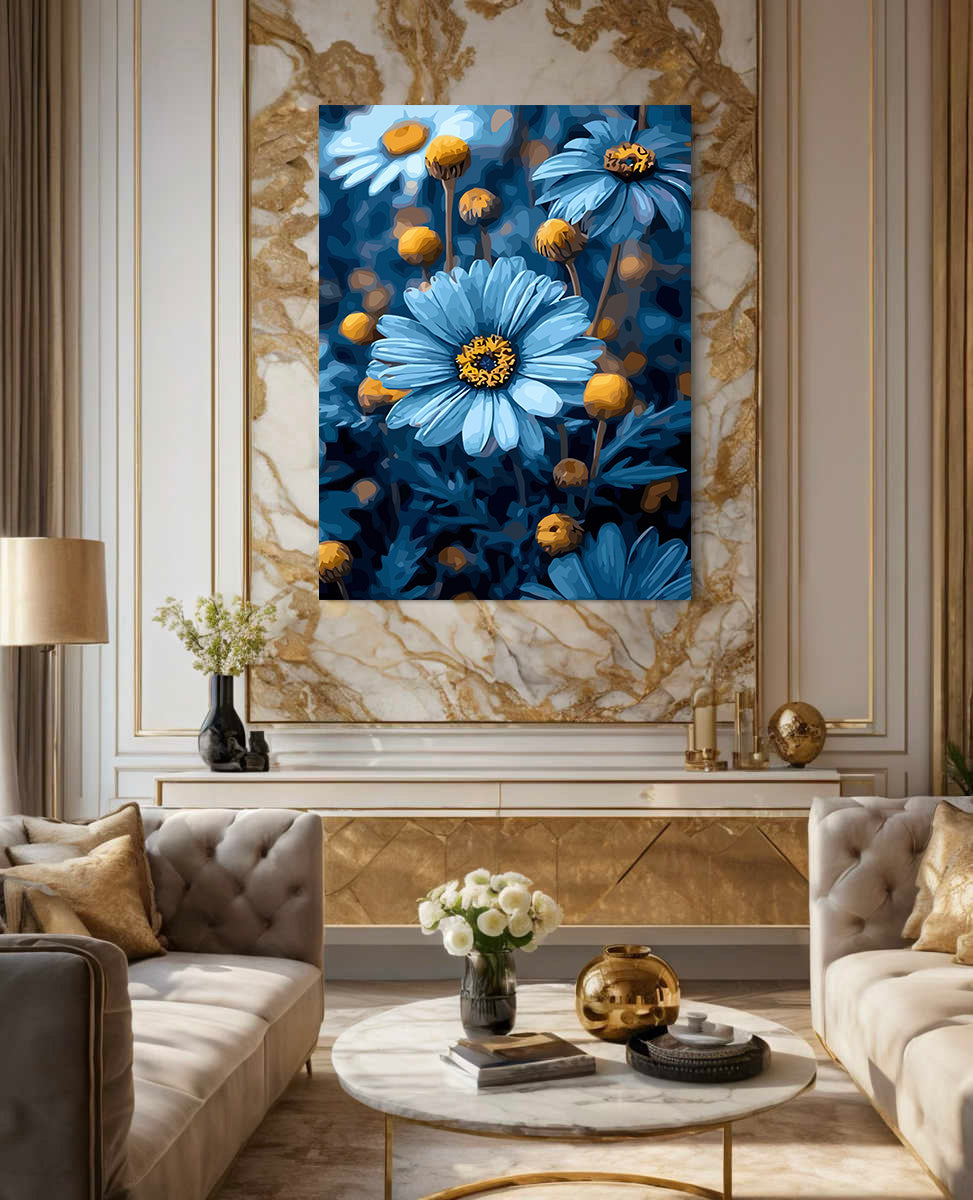 Pictura pe Numere – Contrast Albastru si Aur 6637