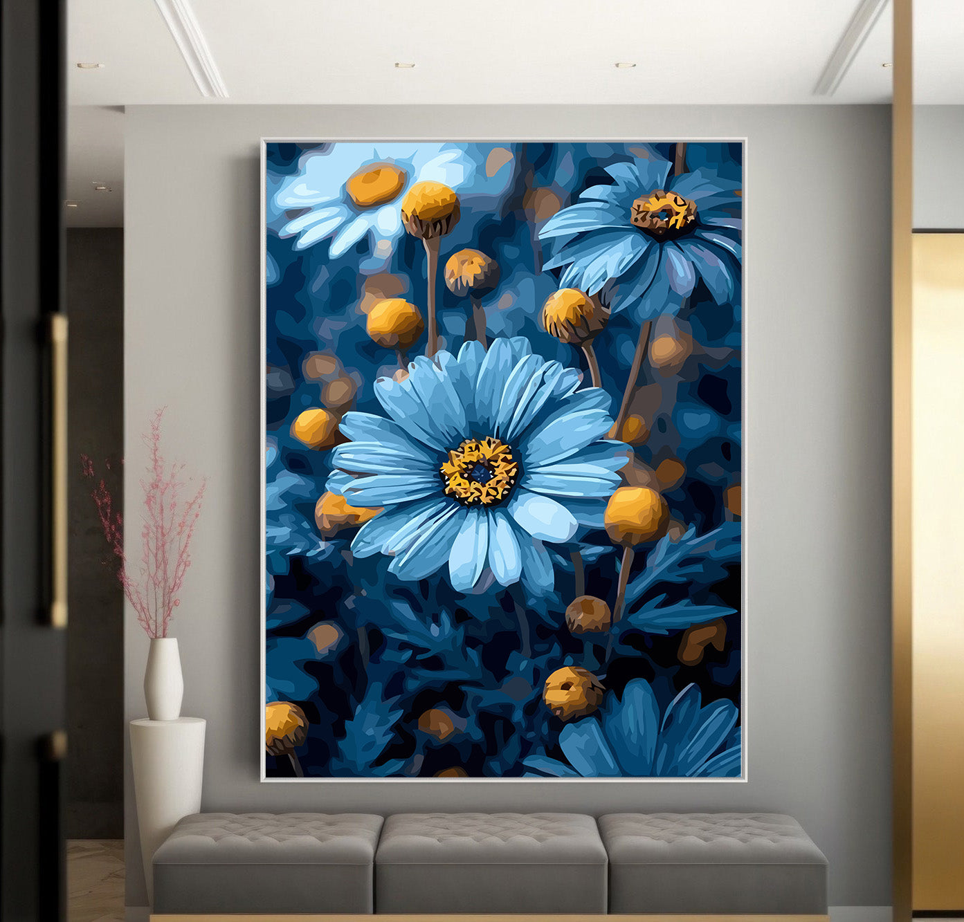 Pictura pe Numere – Contrast Albastru si Aur 6637