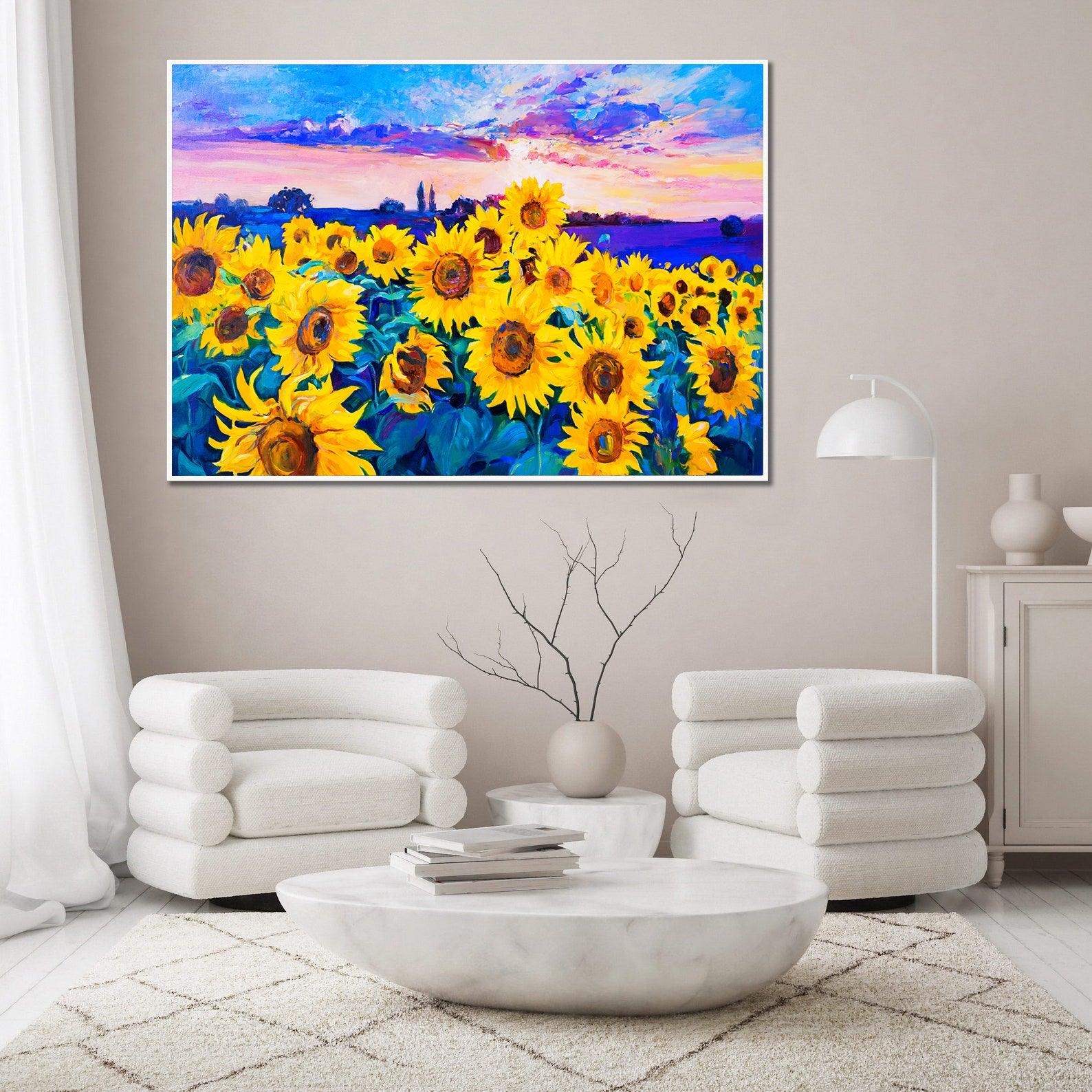 Peinture sur toile - Champ de tournesols