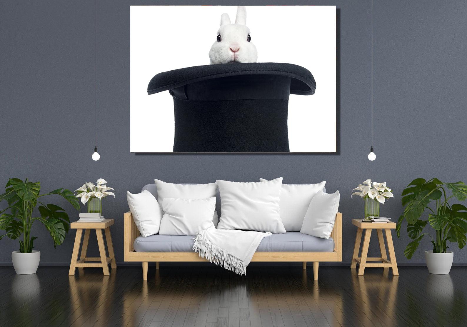 Tableau sur toile - Le lapin au chapeau