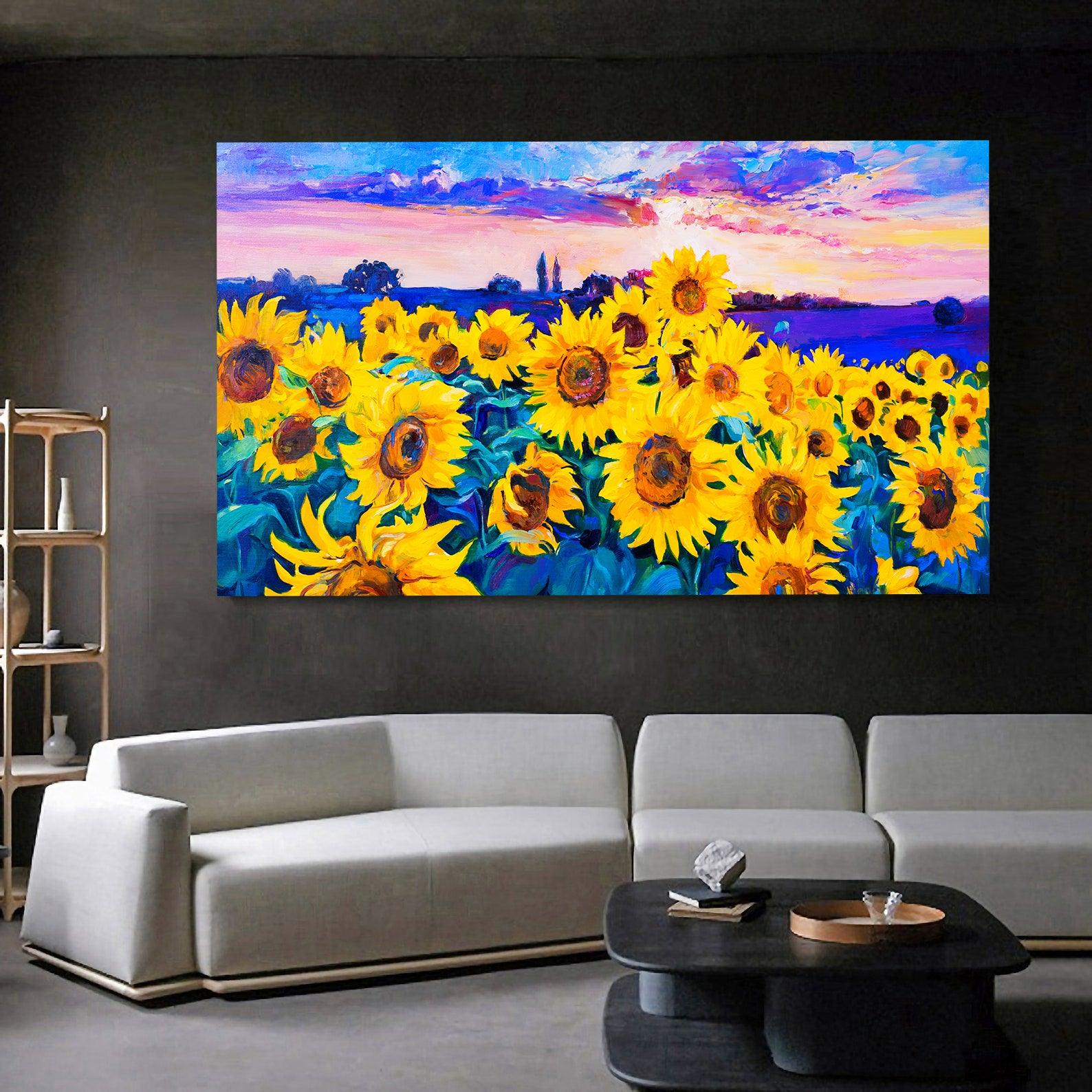Peinture sur toile - Champ de tournesols