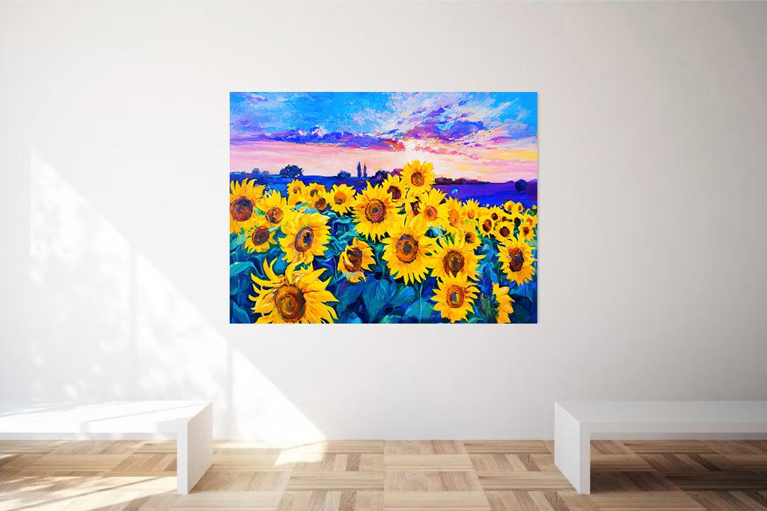 Peinture sur toile - Champ de tournesols