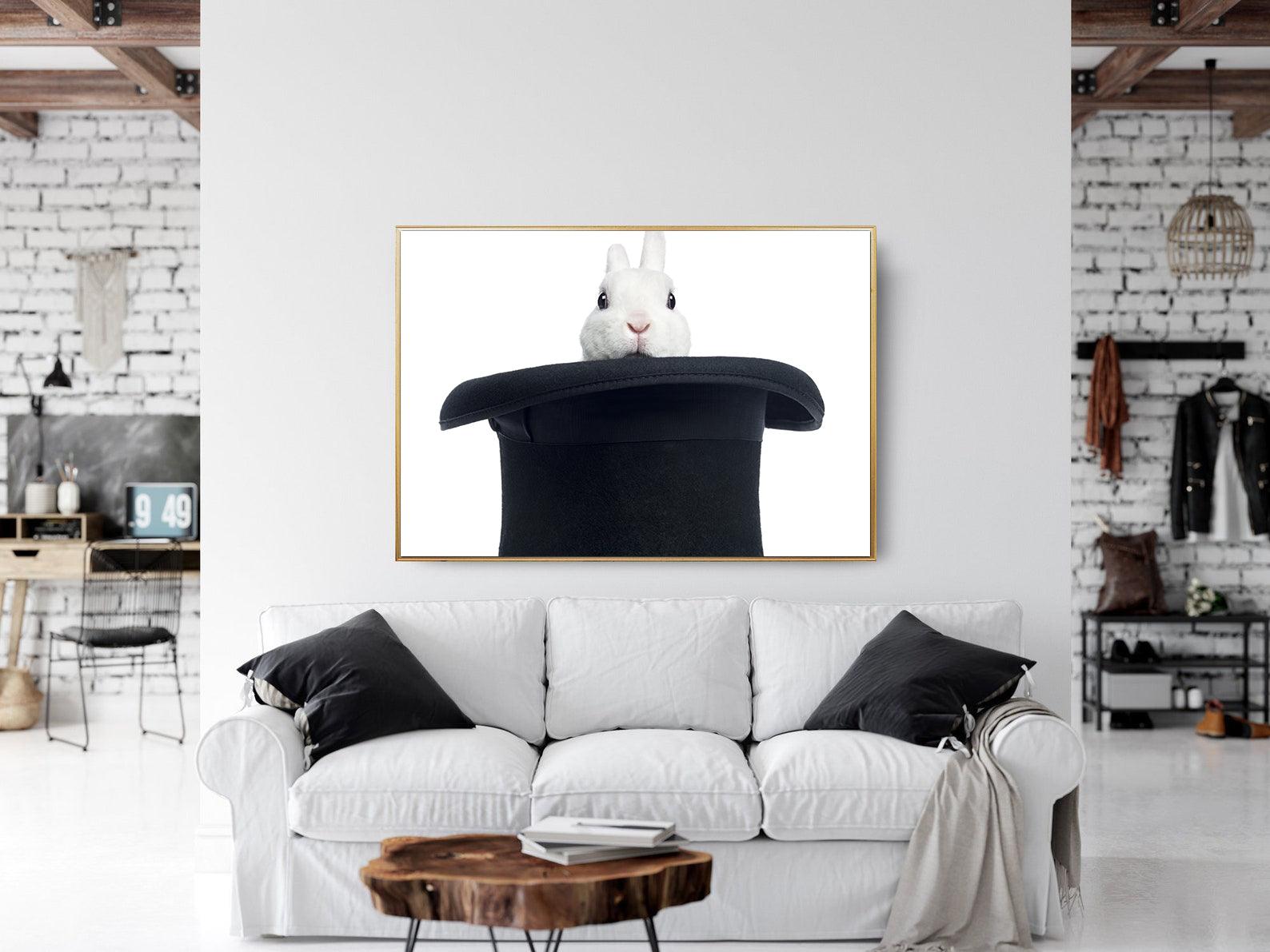 Tableau sur toile - Le lapin au chapeau