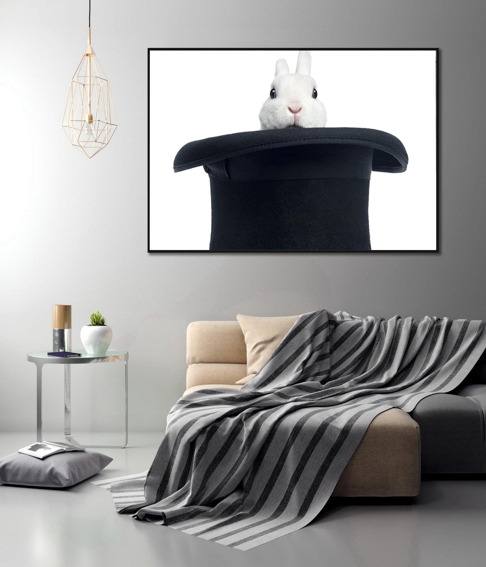 Tableau sur toile - Le lapin au chapeau